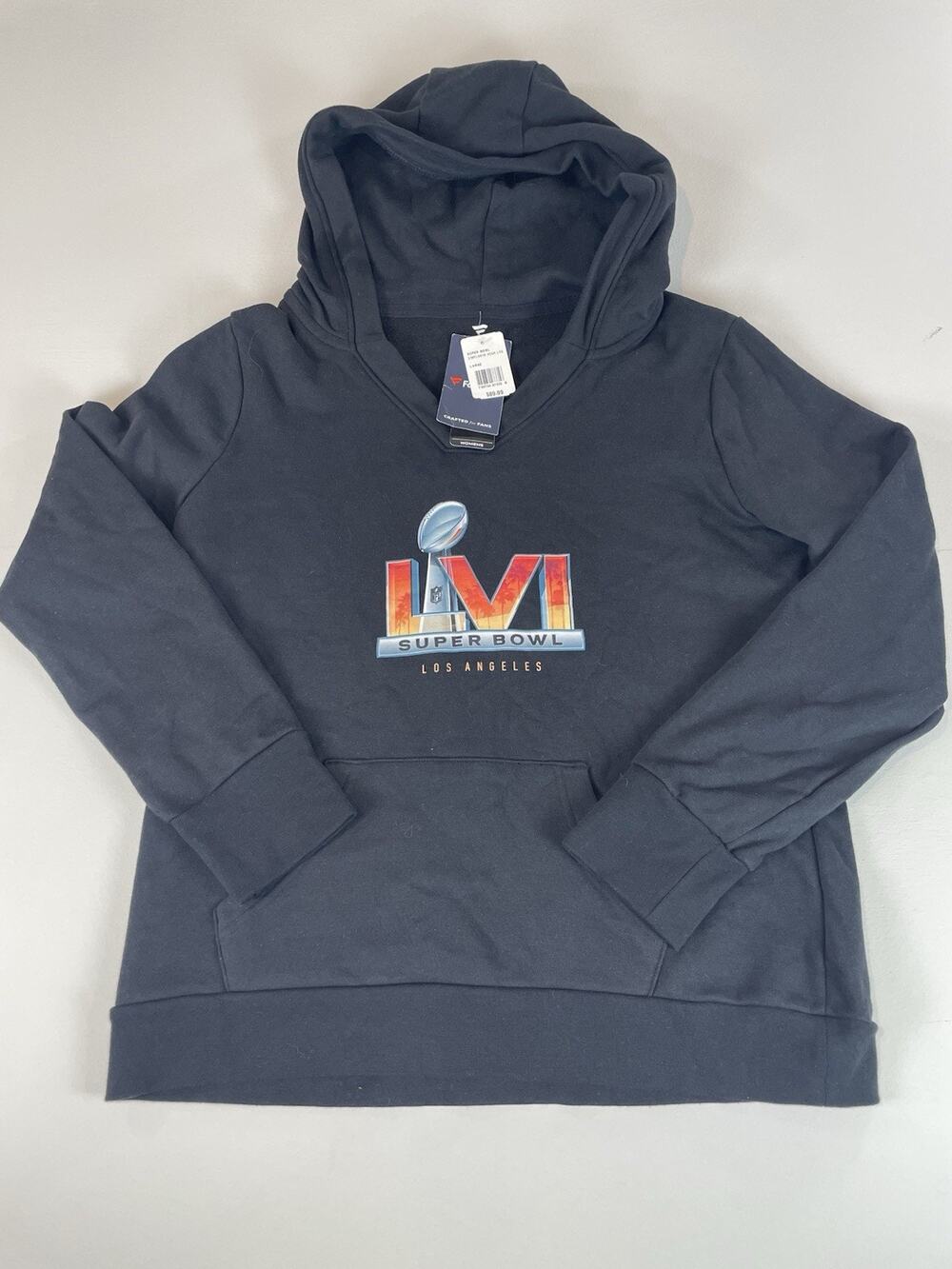 Fanatics Super Bowl LVI Black Hoodie Sweatshirt Womens Size L New With Tag